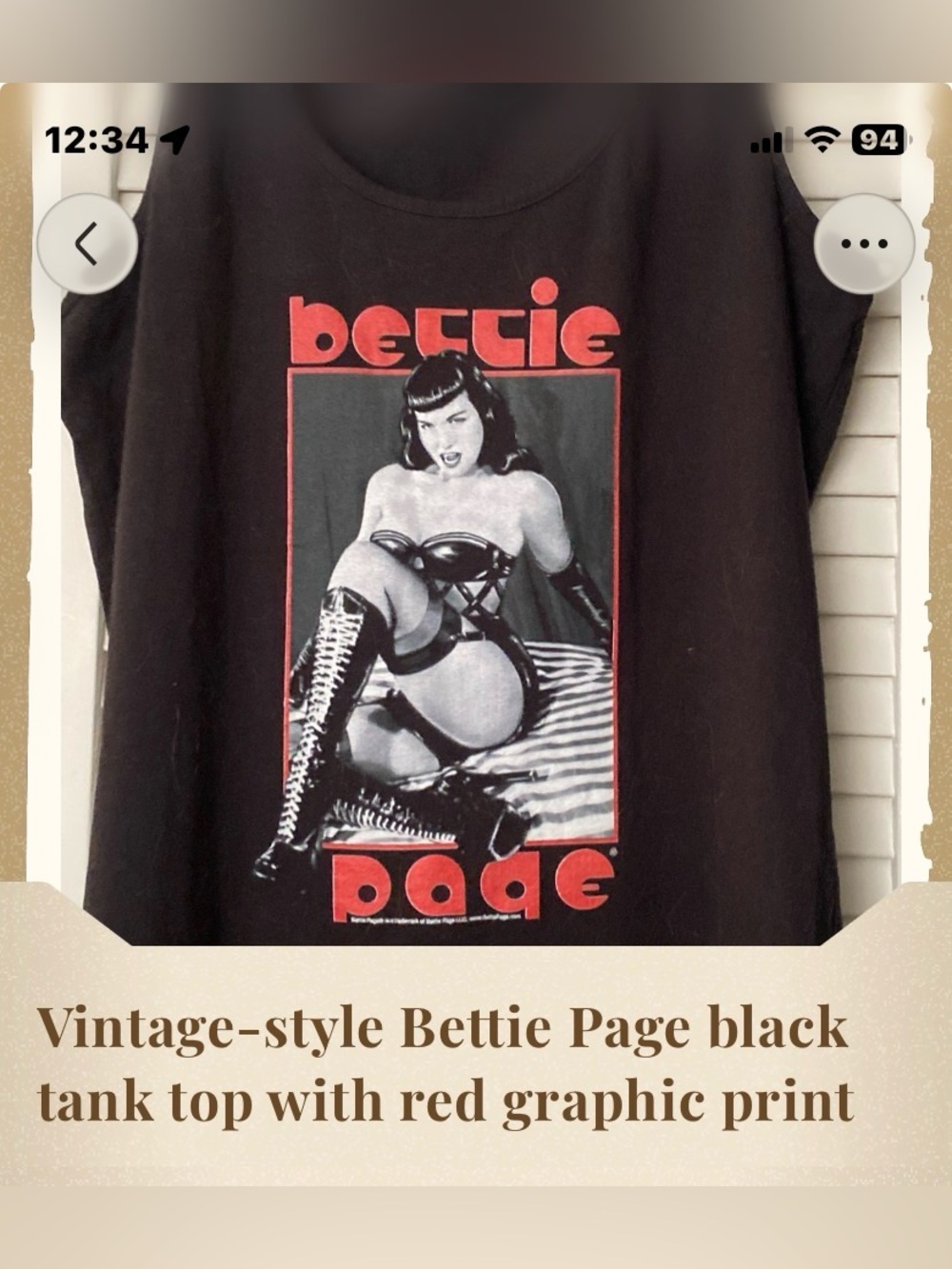 Bettie Page Black Tank Top with Red Graphic Print - Bettie Page Style